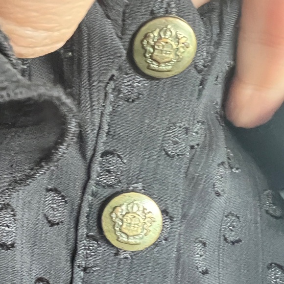 Thx Collection Womens Black Mesh Polka Dot Ruffle Collar Office Blouse Large - Picture 6 of 8